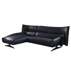 acme maeko top grain leather upholstered armless sectional sofa in dark gray