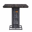 ACME Cargo Square Counter Height Table in Antique Walnut Wood and Gunmetal Metal
