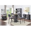 ACME Cargo Square Counter Height Table in Antique Walnut Wood and Gunmetal Metal