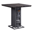ACME Cargo Square Counter Height Table in Antique Walnut Wood and Gunmetal Metal