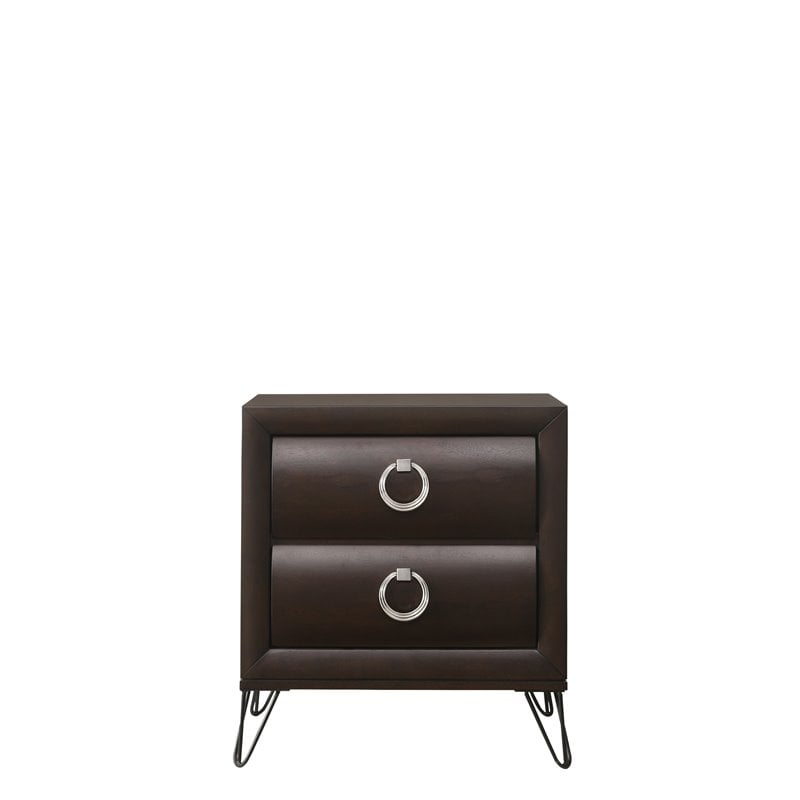 ACME Tablita 2-Drawer Wooden Nightstand in Dark Merlot