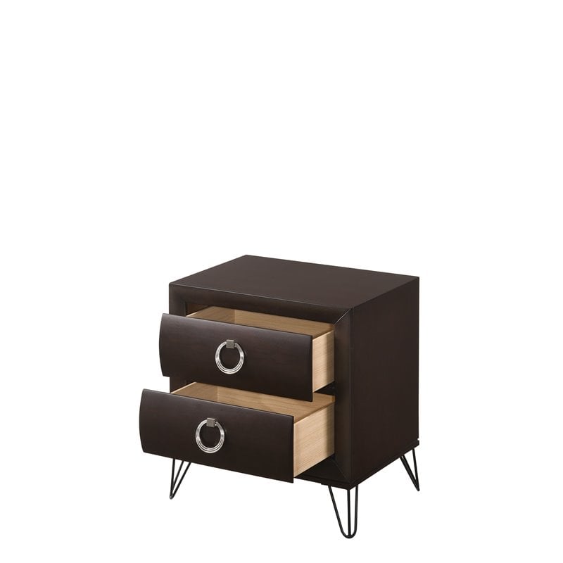 ACME Tablita 2-Drawer Wooden Nightstand in Dark Merlot