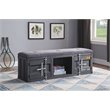 ACME Cargo Storage Bedroom Bench in Gray Fabric & Gunmetal