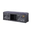 ACME Cargo Storage Bedroom Bench in Gray Fabric & Gunmetal