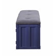 ACME Cargo Storage Bedroom Bench in Gray Fabric & Blue