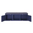 ACME Cargo Storage Bedroom Bench in Gray Fabric & Blue