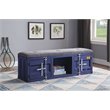 ACME Cargo Storage Bedroom Bench in Gray Fabric & Blue