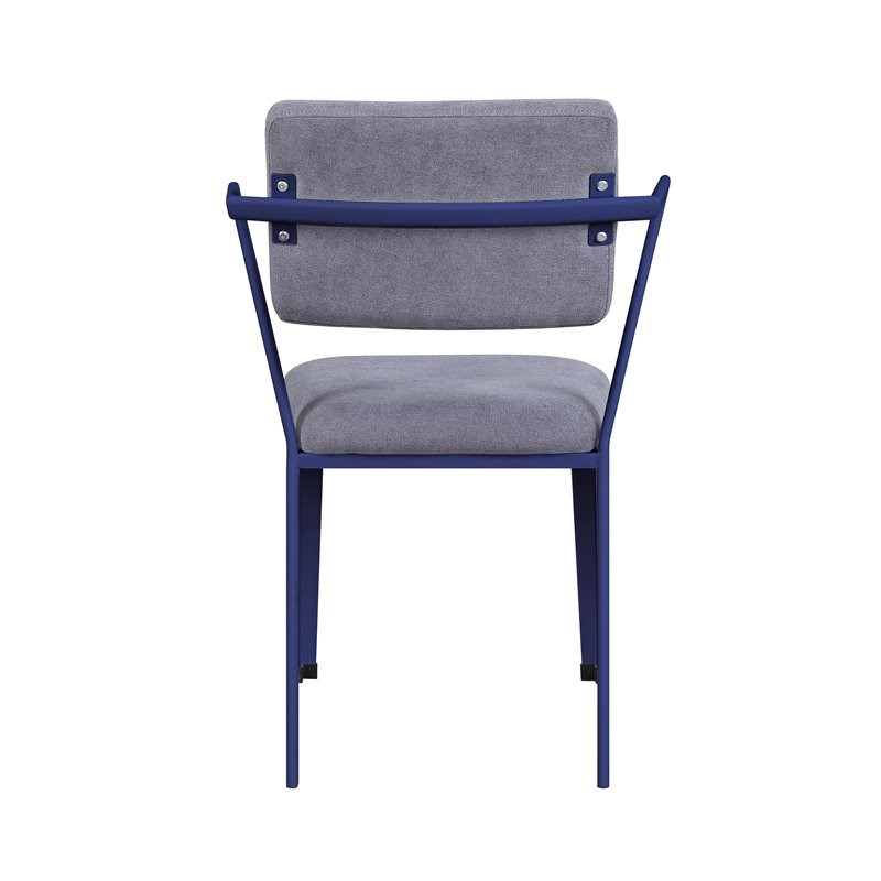 ACME Cargo Upholstered Metal Kids Chair in Gray and Blue