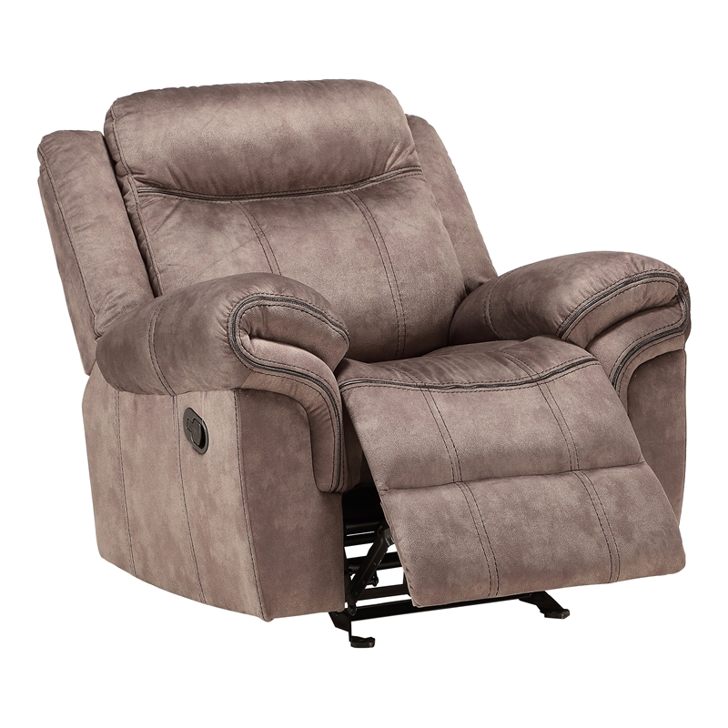ACME Zubaida Velvet Horizontal Tufted Glider Recliner in 2-Tone Chocolate