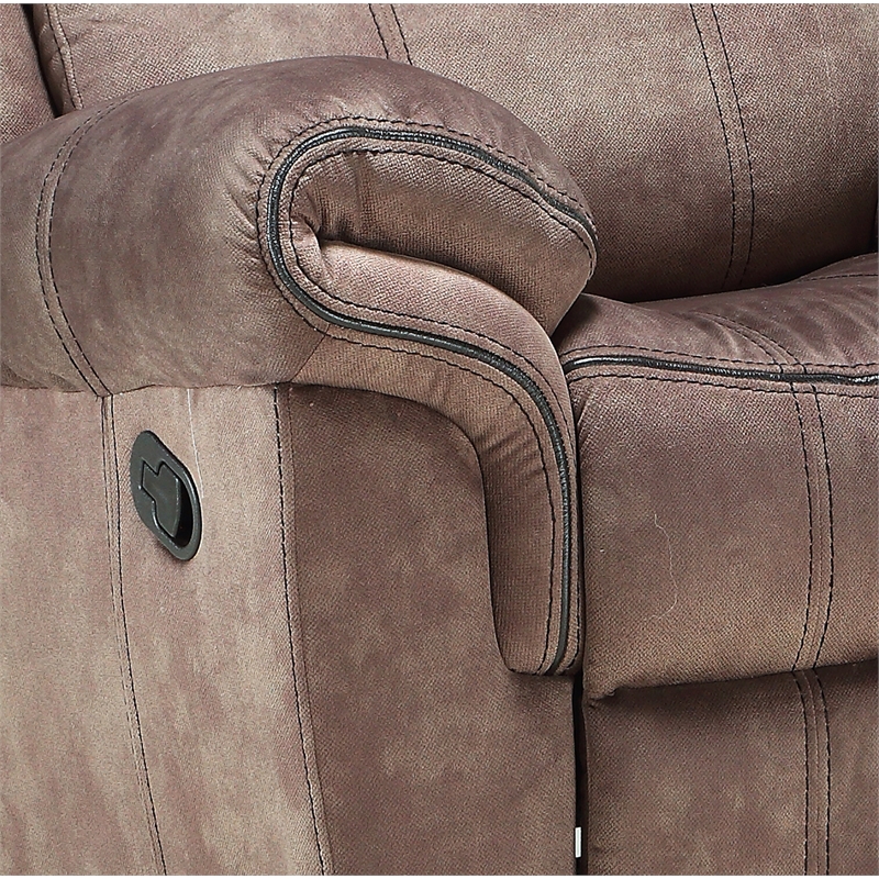 ACME Zubaida Velvet Horizontal Tufted Glider Recliner in 2-Tone Chocolate