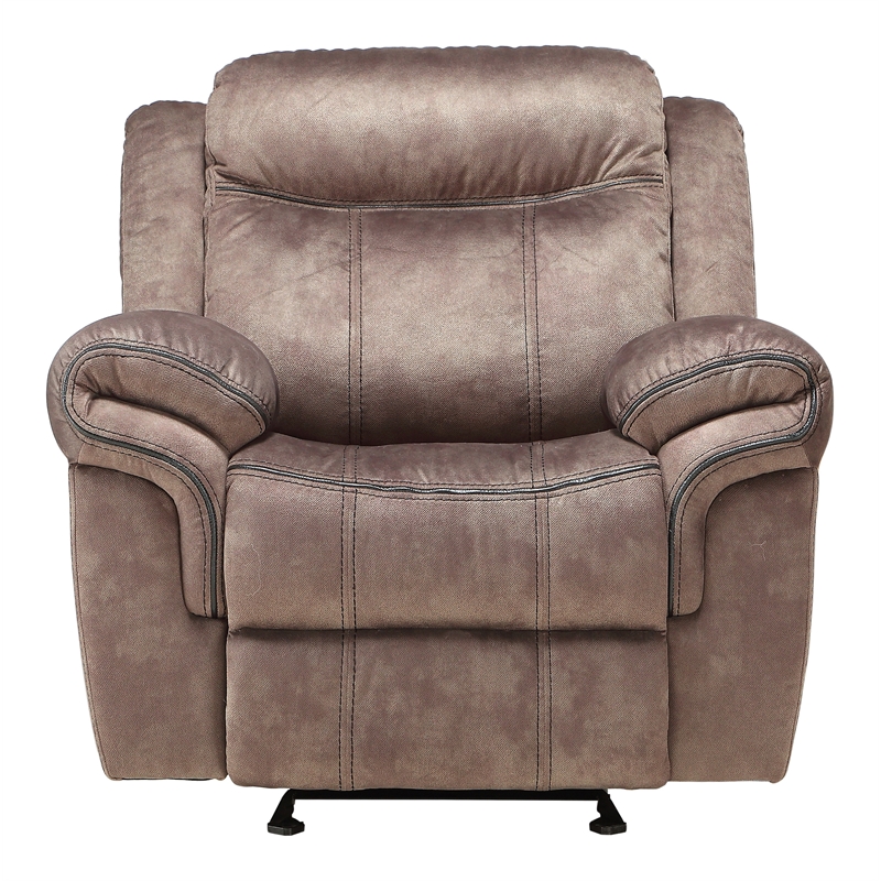 ACME Zubaida Velvet Horizontal Tufted Glider Recliner in 2-Tone Chocolate