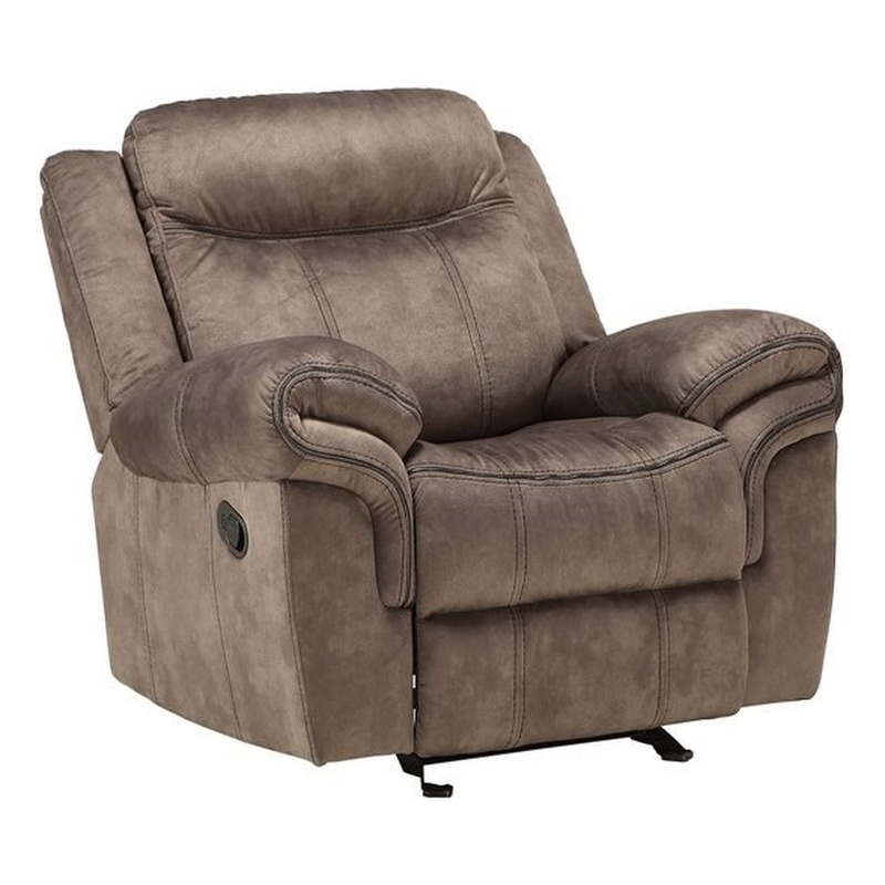ACME Zubaida Velvet Horizontal Tufted Glider Recliner in 2-Tone Chocolate