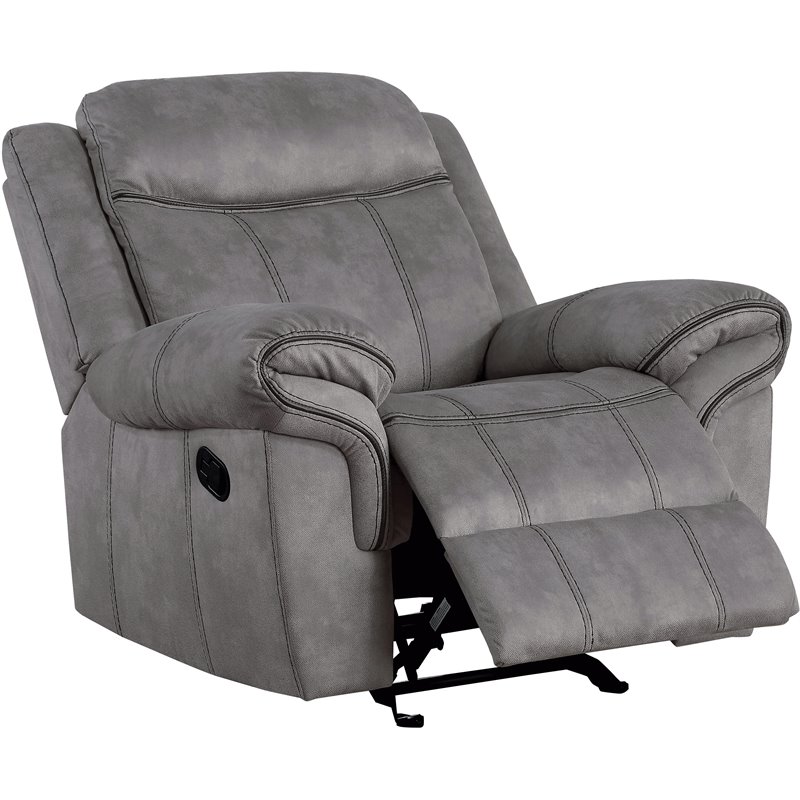 ACME Zubaida Velvet Horizontal Upholstered Glider Recliner in 2-Tone Gray