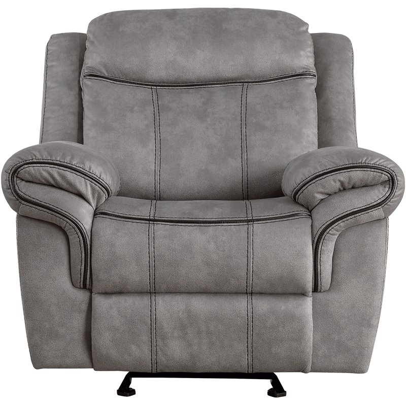 ACME Zubaida Velvet Horizontal Upholstered Glider Recliner in 2-Tone Gray