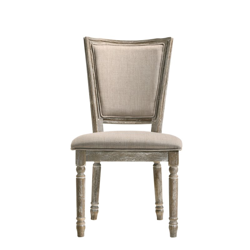 ACME Gabrian Upholstered Dining Side Chair in Reclaimed Gray (Set of 2)