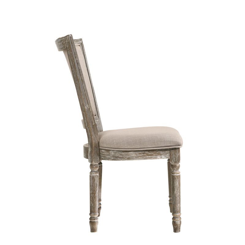 ACME Gabrian Upholstered Dining Side Chair in Reclaimed Gray (Set of 2)