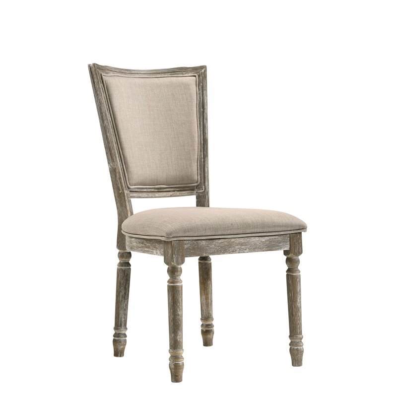 ACME Gabrian Upholstered Dining Side Chair in Reclaimed Gray (Set of 2)