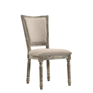 acme gabrian upholstered dining side chair in reclaimed gray (set of 2)