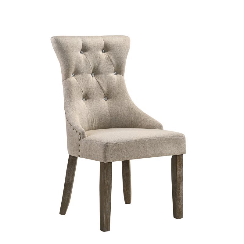 ACME Gabrian Upholstered Dining Side Chair in Reclaimed Gray (Set of 2)