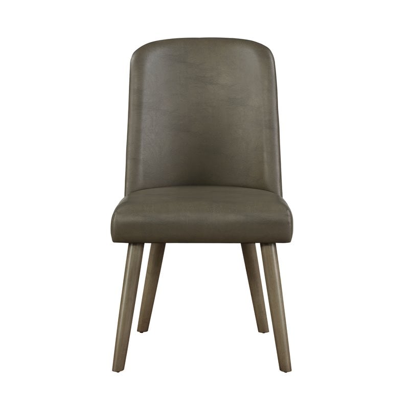 ACME Waylon Faux Leather Upholstered Dining Side Chair in Gray Set of 2