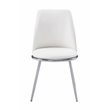 ACME Chara Faux Leather Dining Side Chair in White and Chrome (Set of 2)