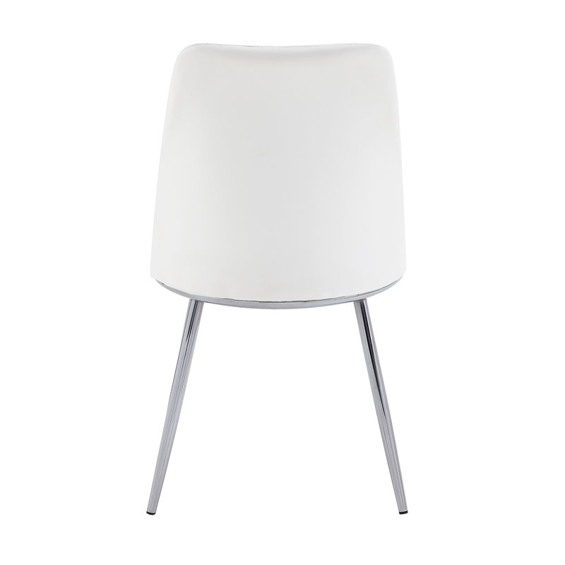 ACME Chara Faux Leather Dining Side Chair in White and Chrome (Set of 2)