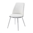 ACME Chara Faux Leather Dining Side Chair in White and Chrome (Set of 2)