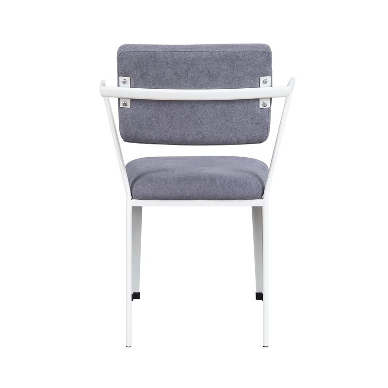 ACME Cargo Fabric Upholstered Dining Arm Chair in Gray and White Set of 2