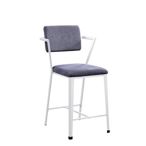 acme cargo counter height chair (set of 2) in gray fabric & white
