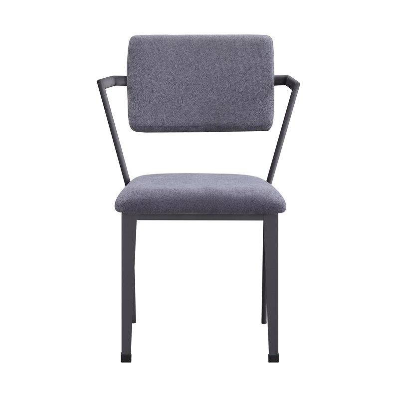 ACME Cargo Upholstered Dining Arm Chair in Gray and Gunmetal Set of 2