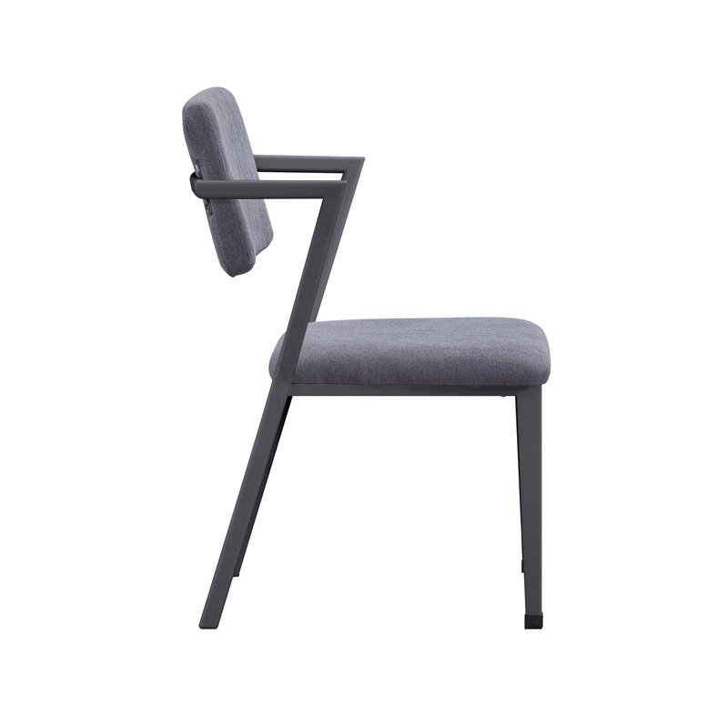 ACME Cargo Upholstered Dining Arm Chair in Gray and Gunmetal Set of 2