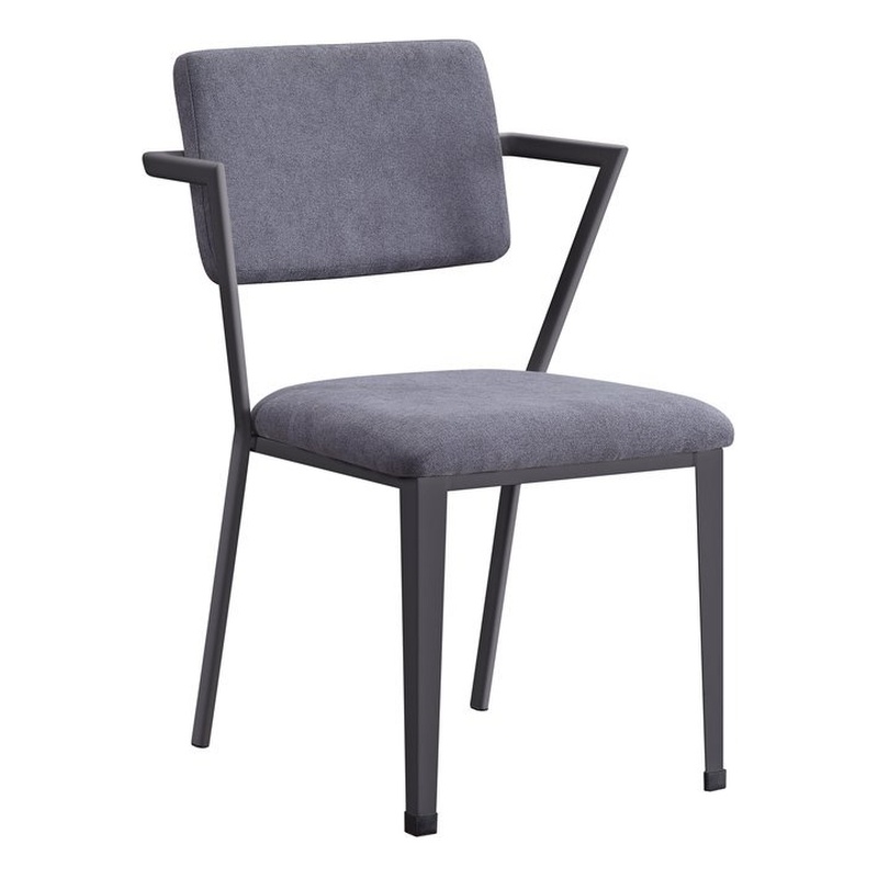 ACME Cargo Upholstered Dining Arm Chair in Gray and Gunmetal Set of 2