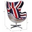 ACME Brancaster Fabric Accent Chair with England Flag Pattern in Aluminum
