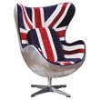 ACME Brancaster Fabric Accent Chair with England Flag Pattern in Aluminum