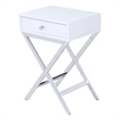 ACME Coleen Side Table in White & Chrome
