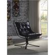 ACME Carney Button Tufted Accent Chair in Vintage Blue Top Grain Leather