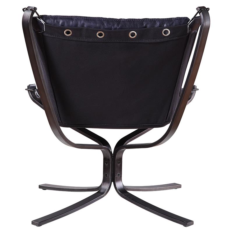 ACME Carney Button Tufted Accent Chair in Vintage Blue Top Grain Leather