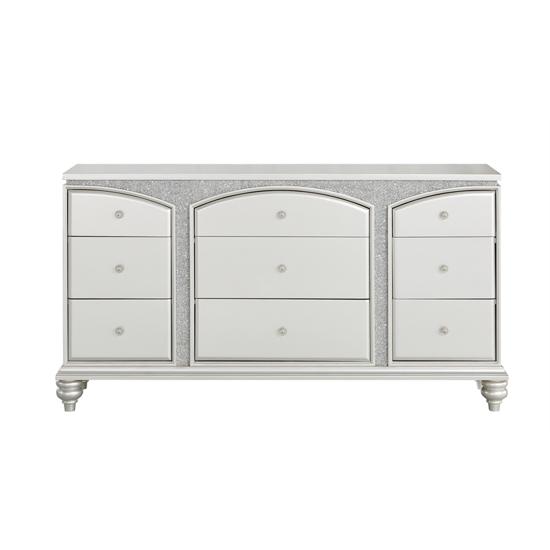 ACME Maverick 9-Drawer Wooden Dresser in White Platinum