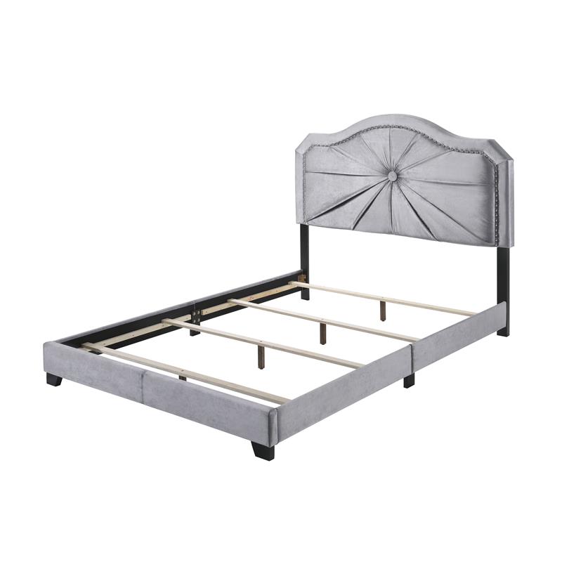 ACME Frankie Queen Bed in Gray Velvet