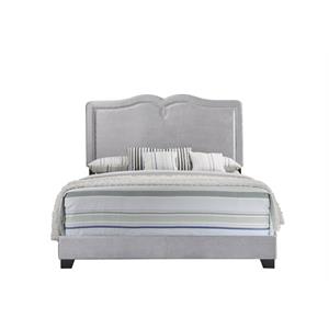 acme reuben queen bed in gray velvet