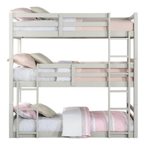 acme ronnie wood triple bunk bed - twin in light gray