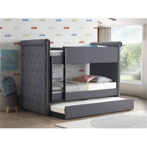 acme romana ii twin/twin bunk bed & trundle in gray fabric