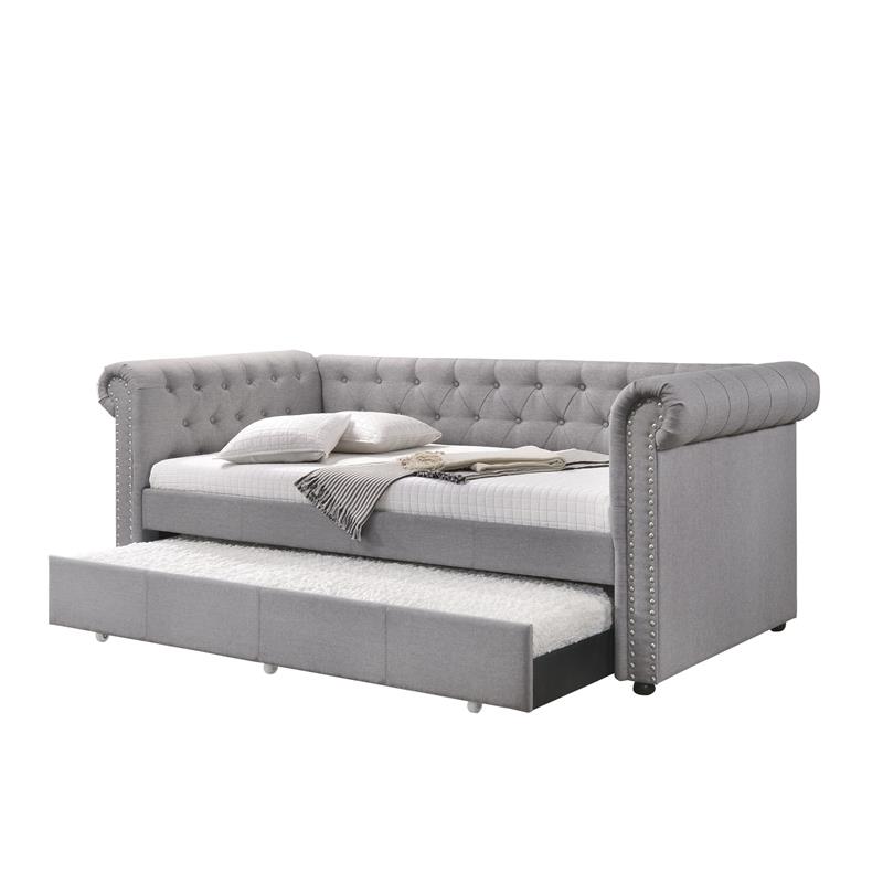 ACME Justice Daybed & Trundle (Twin Size) in Smoke Gray Fabric