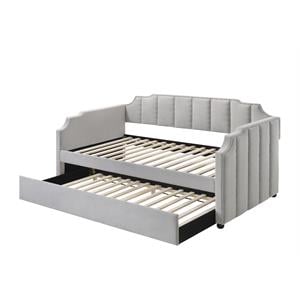 acme peridot daybed & trundle (twin size) in dove gray velvet