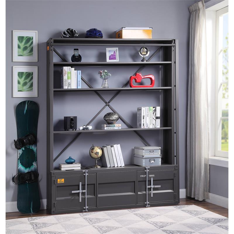 ACME Cargo Bookshelf & Ladder (TV Stand) in Gunmetal
