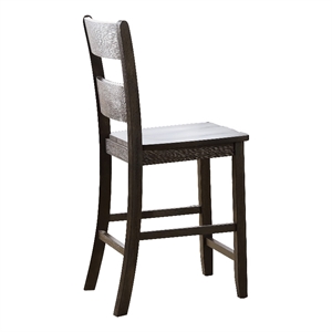 ACME Haddie Wood Counter Height Dining Chair in Distressed Walnut (Set of 2)