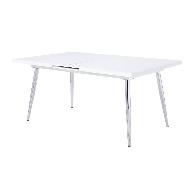 ACME Weizor Dining Table in White High Gloss & Chrome