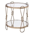 ACME Zekera Round Mirrored Top End Table with Metal Tube in Mirrored and Gold