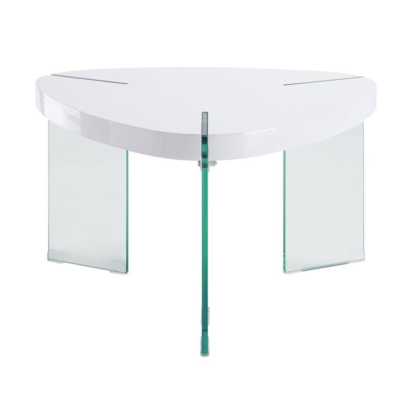 ACME Noland Coffee Table in White High Gloss & Clear Glass