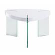ACME Noland Coffee Table in White High Gloss & Clear Glass